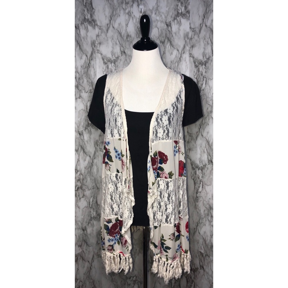 Vivid Importers Crocheted Floral Cardigan